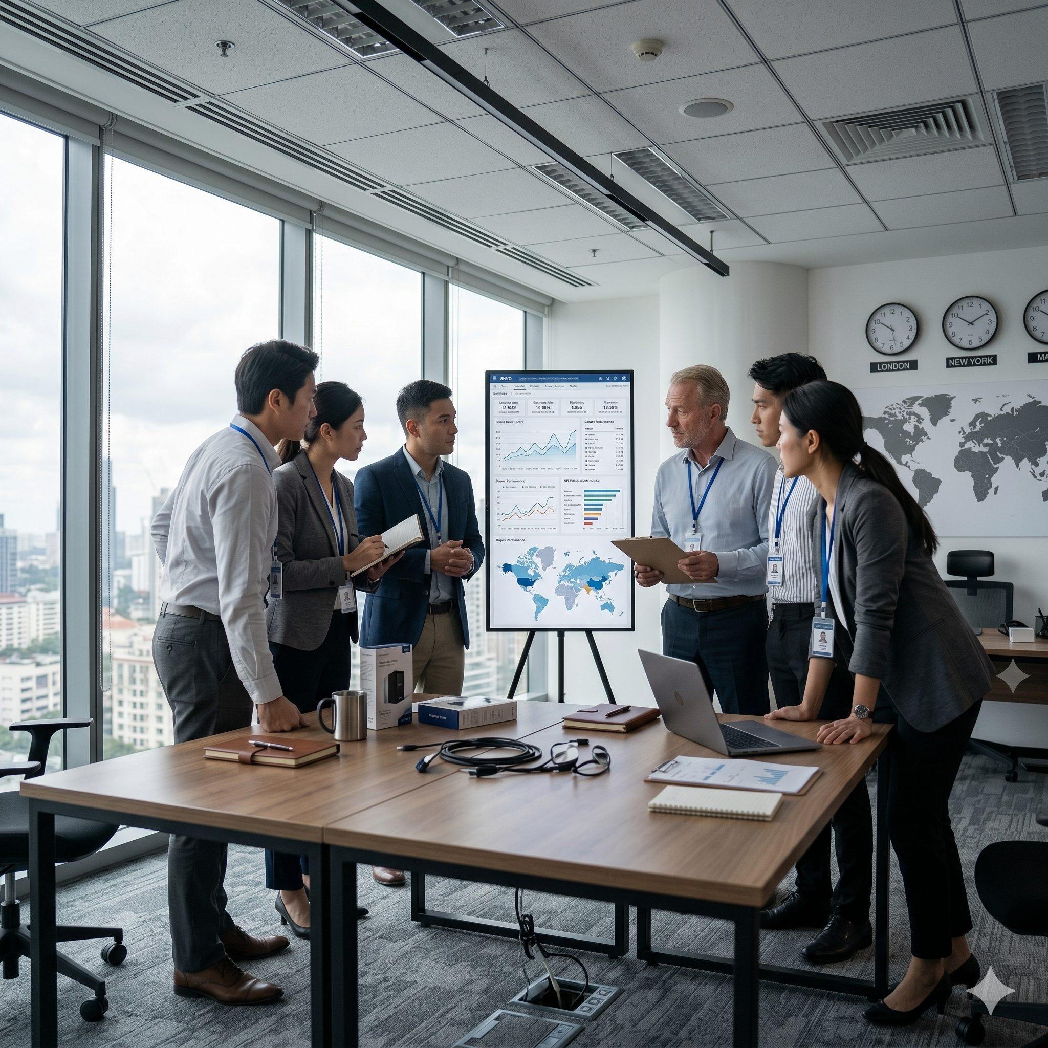 Ecommerce and retail professionals reviewing sales performance, customer insights, and business analytics during a strategic planning meeting.