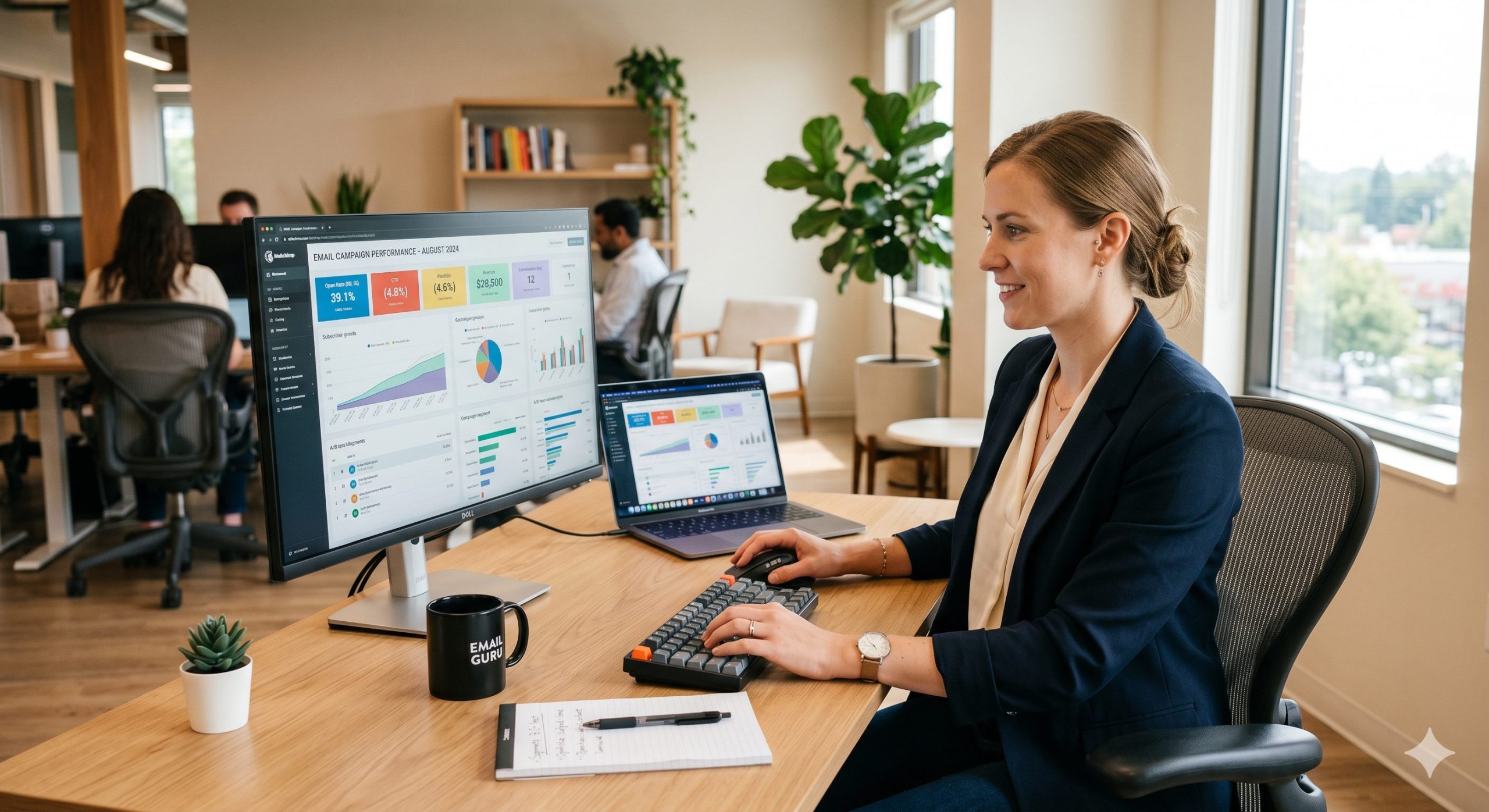 Email marketing specialist managing campaigns and automation, supported by a Philippines-based team from USource