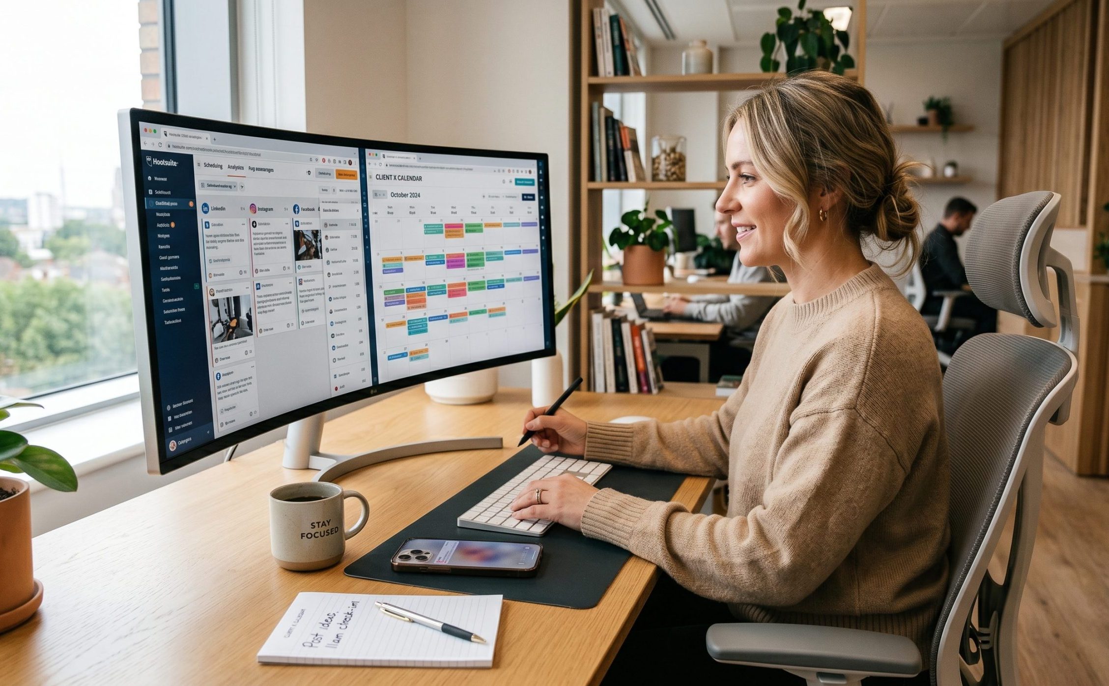 Social media specialist managing content and community engagement, supported by a Philippines-based team from USource